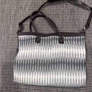 Noonday Collection Black and White Geometric Shoulder Bag
